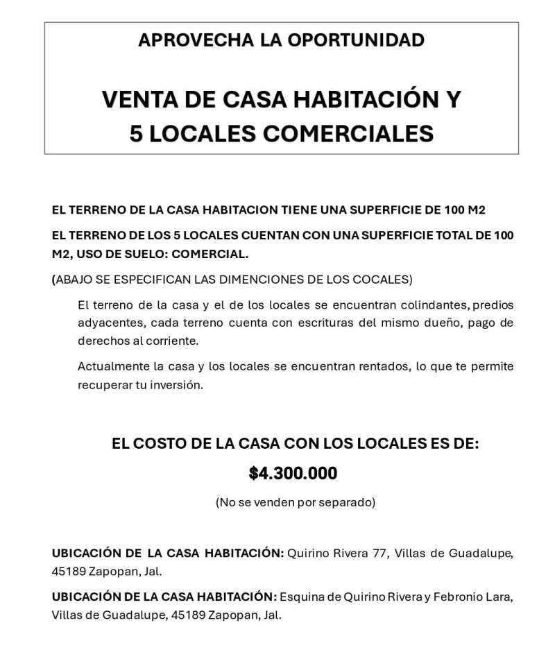 Venta de locales y casa 